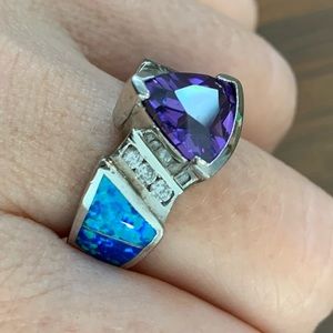 Sterling amethyst, opal and cz’s ring. Beautiful and unique!